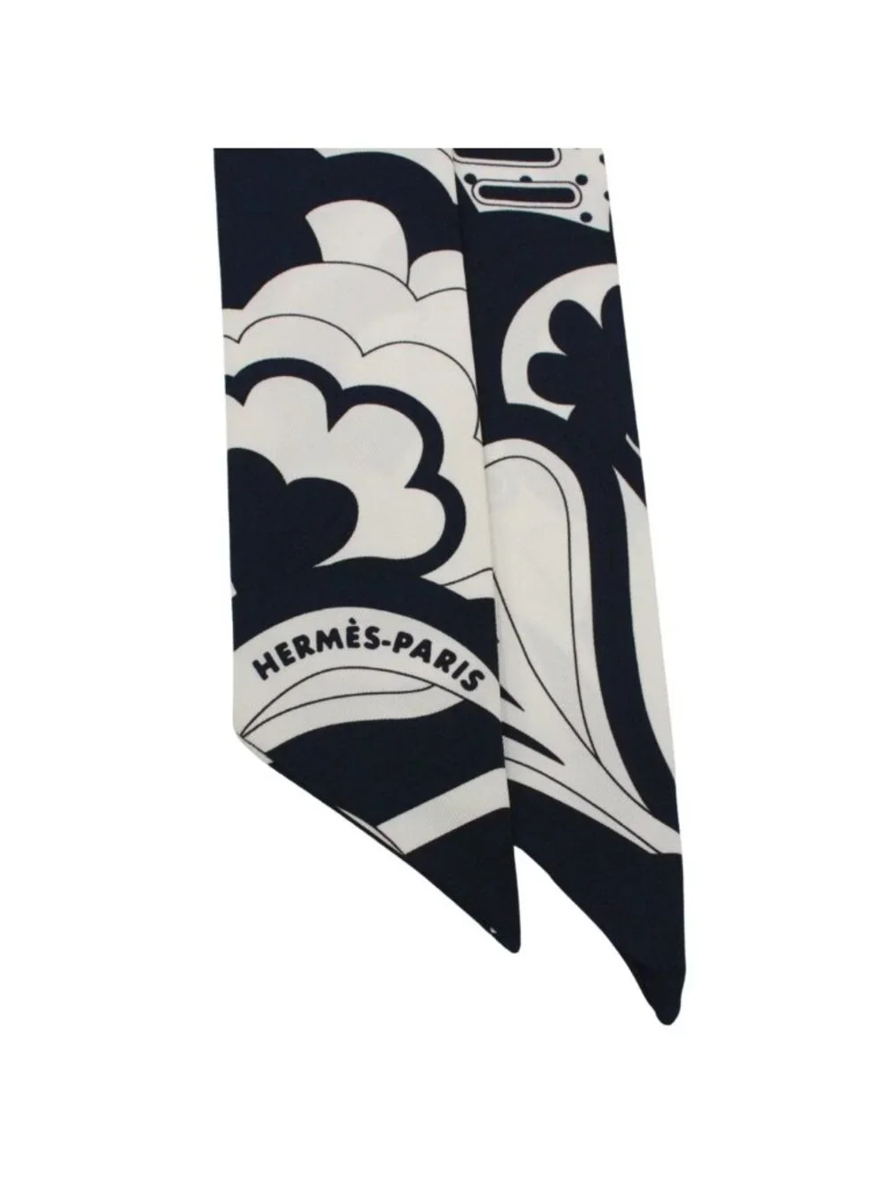 Hermes Faubourg Rainbow Silk Navy White Scarf